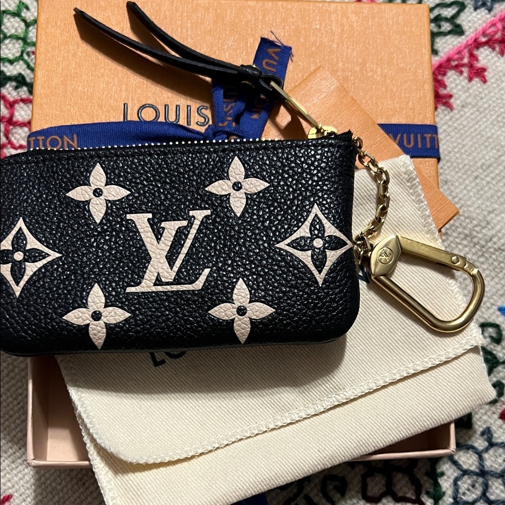 Louis Vuitton Black and Cream Monogram Pouch